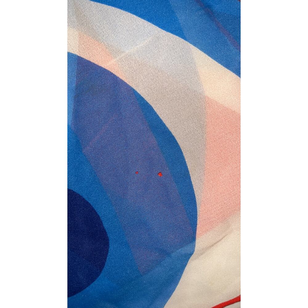 Vintage VERA Neumann Scarf ~ Signed ~ Semi Sheer ~ Made in Japan ~ Red & Blue - Picture 6 of 9